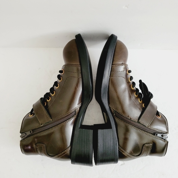 NEW Jeffrey Campbell Announce Brown Zip Lace Up Ankle Bootie Size 6.5 - Picture 6 of 9